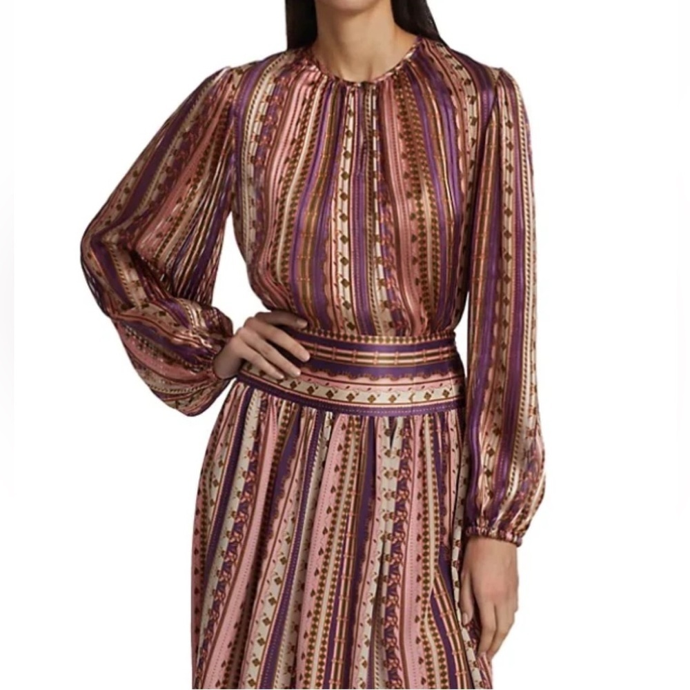 Tory Burch Striped Satin Burnout Blouse (8) & Skirt (12), size 8 & 12 - Picture 3 of 12